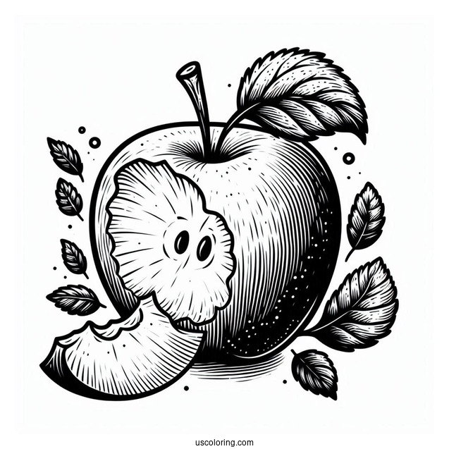 Bite Taken Out Of Apple Coloring Sheet