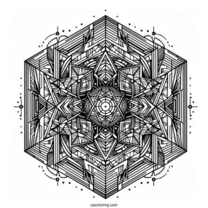 Complex Geometric Abstract Coloring Page