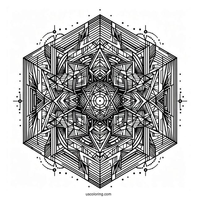 Complex Geometric Abstract Coloring Page