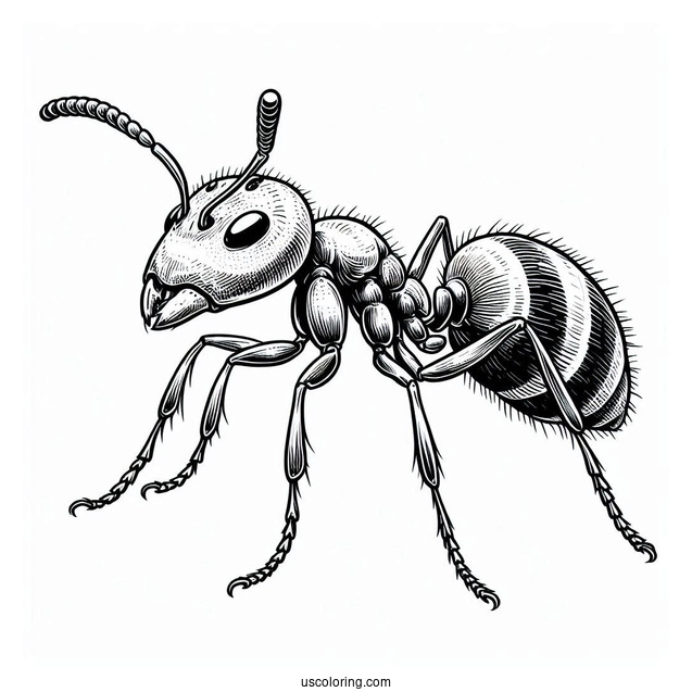 Realistic Fire Ant Coloring Page