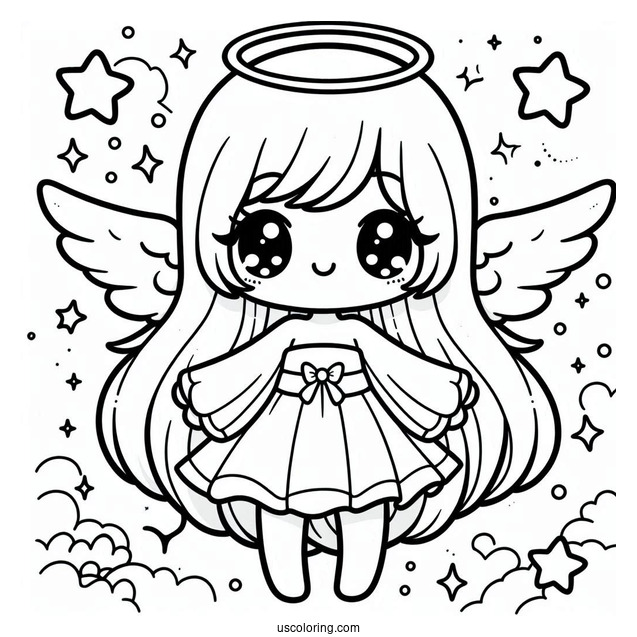 Cute Kawaii Angel To Color