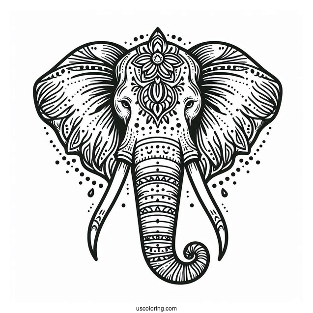 Elephant With Long Tusks Animal Mandalav2