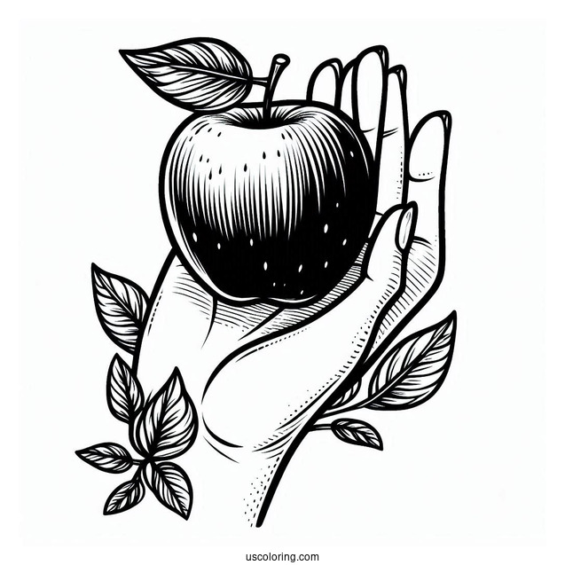 Hand Holding A Red Delicious For Coloring