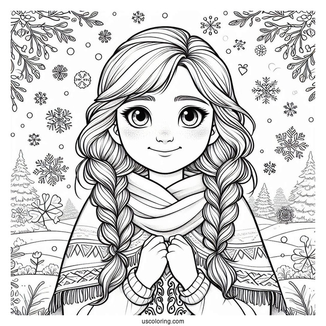 Detailed Anna In Winter Coloring Page