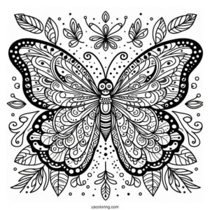 Easy Butterfly Animal Mandala Coloring Page For Kids