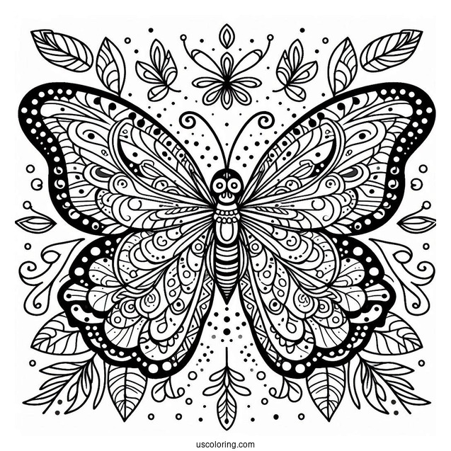 Easy Butterfly Animal Mandala Coloring Page For Kids