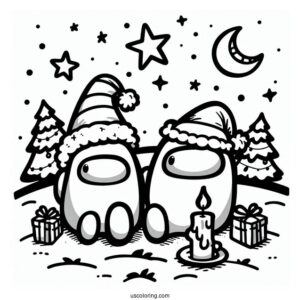 Christmas Themed Among Us Coloring Page