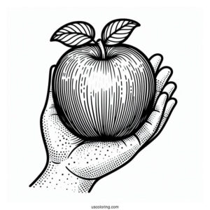 Hand Holding A Red Delicious For Coloring