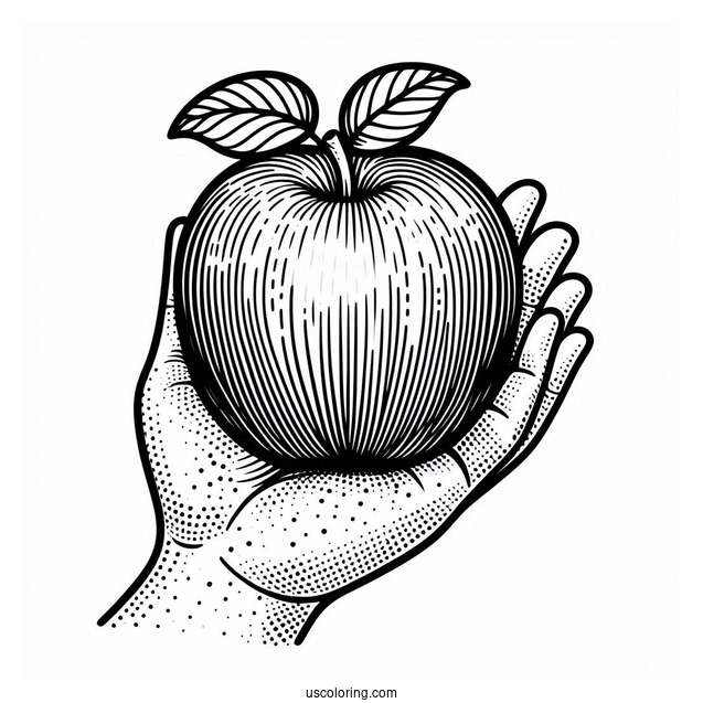 Hand Holding A Red Delicious For Coloring