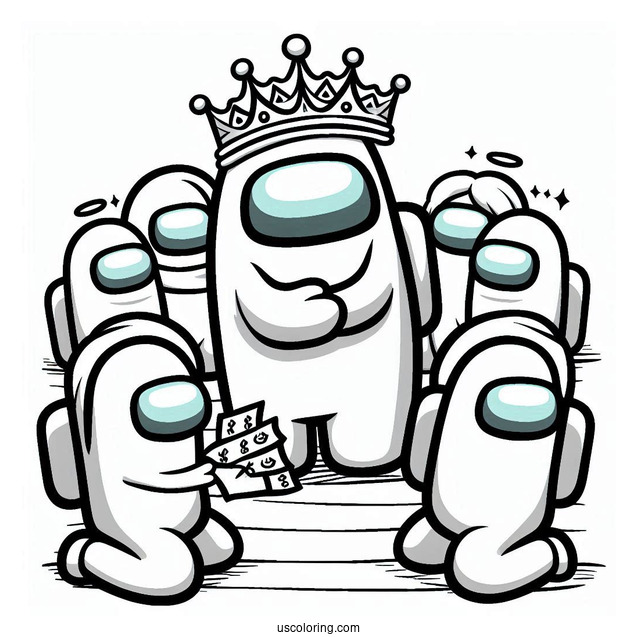 Among Us Queen With Begging Crewmates