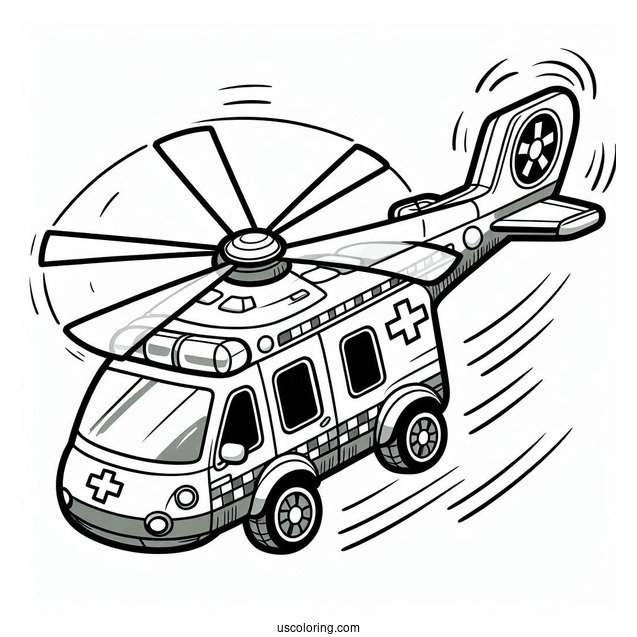 Air Ambulance Coloring Page In The Air