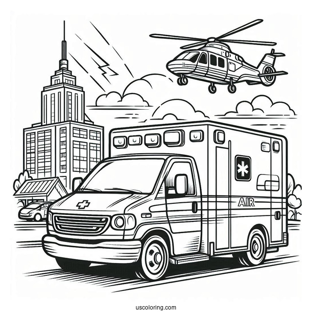 Ambulance Coloring Page And Air Ambulance At A Hospital
