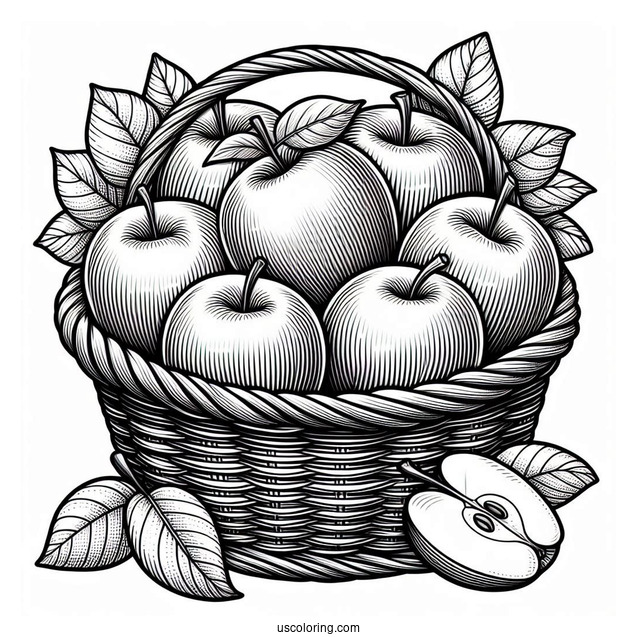 Basket Of Gala Apples To Color
