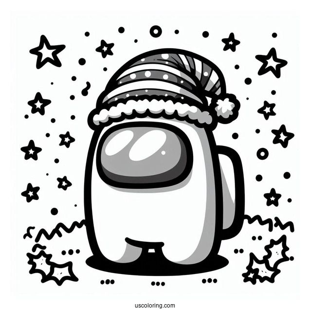 Christmas Themed Among Us Coloring Page