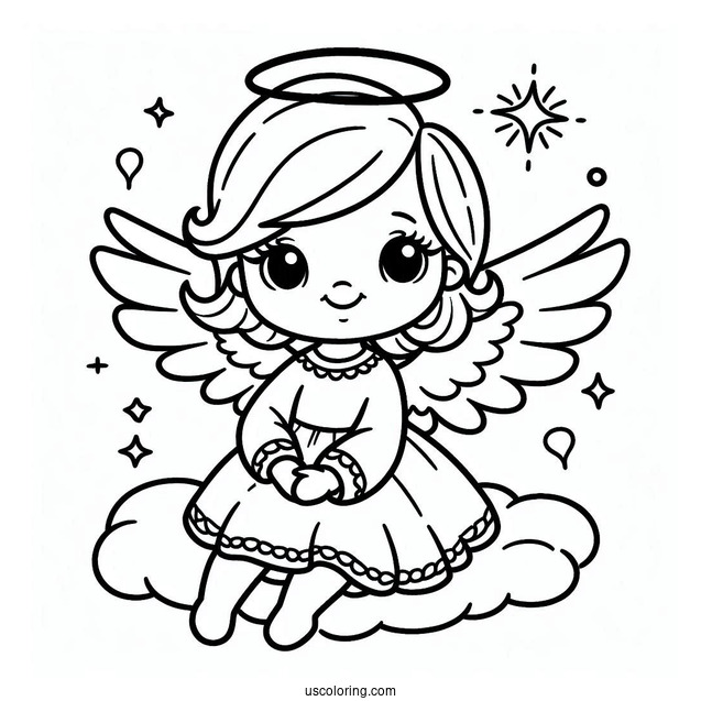 Easy Outline Of An Adorable Angel To Color