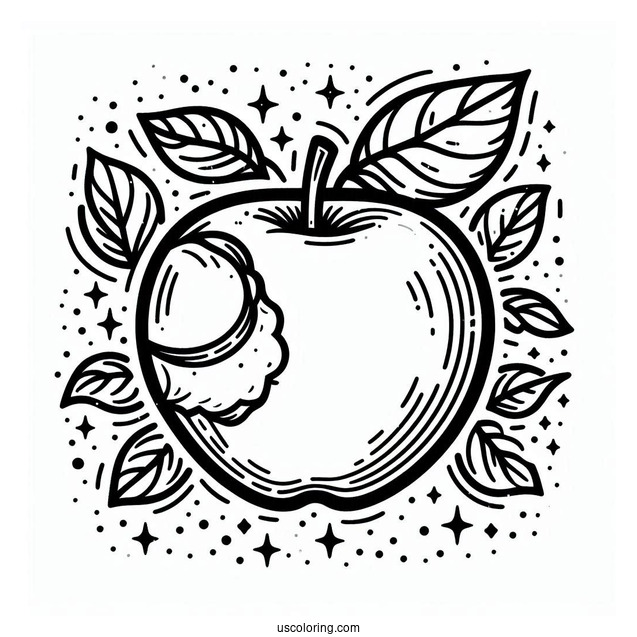 Bite Taken Out Of Apple Coloring Sheet
