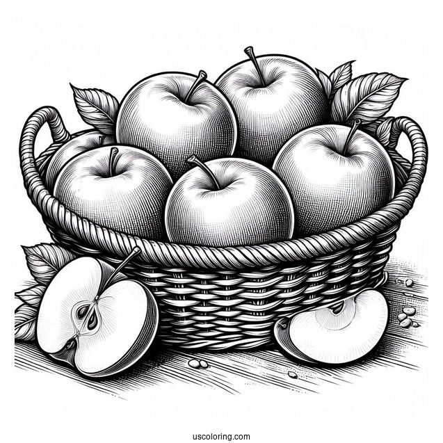 Basket Of Honeycrisp Apples To Color