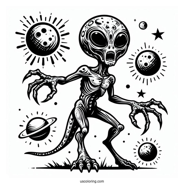 Mars Attacks Alien Coloring Sheet
