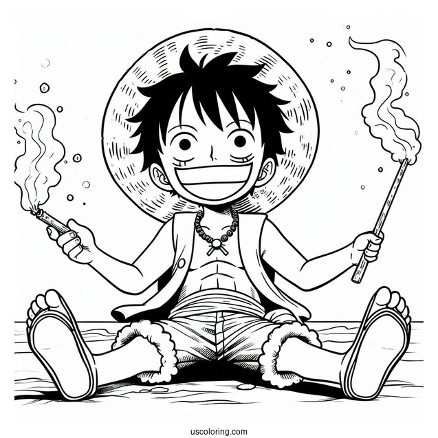 Luffy From One Piece Anime Coloring In