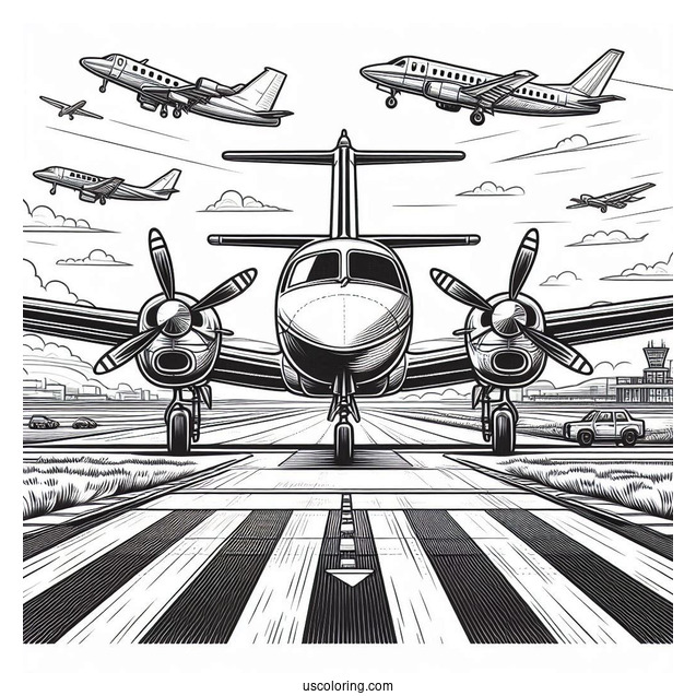 Coloring Page Of Private Plane Landing