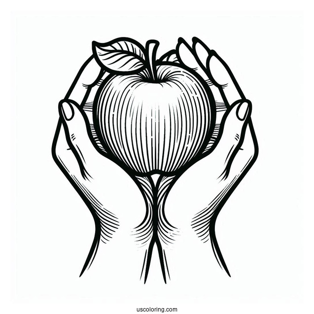 Hands Holding Mcintosh Apple Coloring Sheet