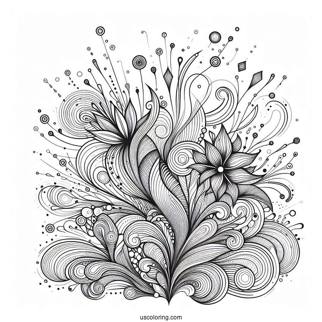 Bursts Of Water Abstract Coloring Page