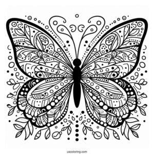 Easy Butterfly Animal Mandala Coloring Page For Kids