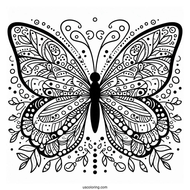 Easy Butterfly Animal Mandala Coloring Page For Kids