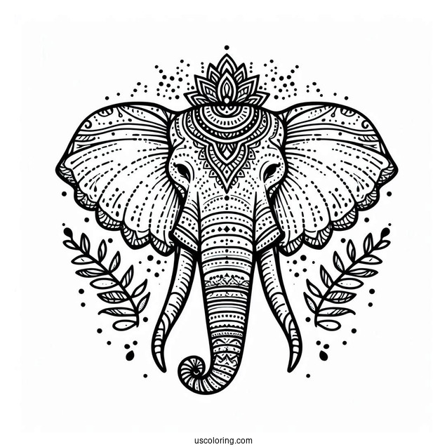 Elephant With Long Tusks Animal Mandalav2