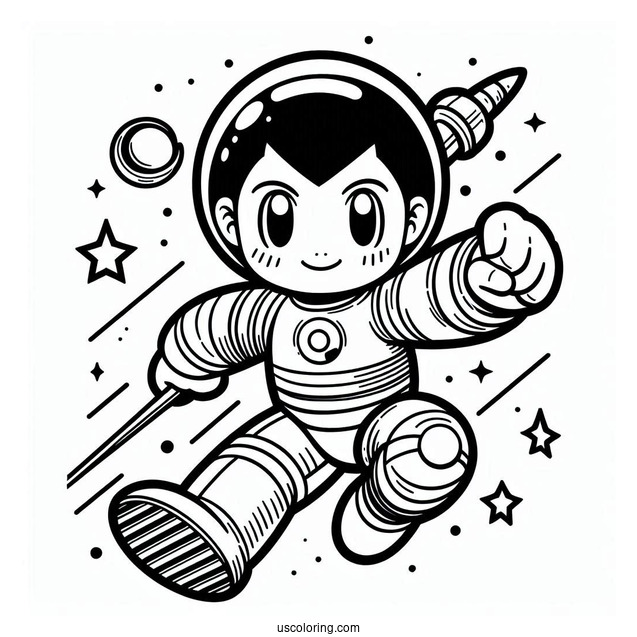 Astro Boy Outline Coloring In For Preschoolers