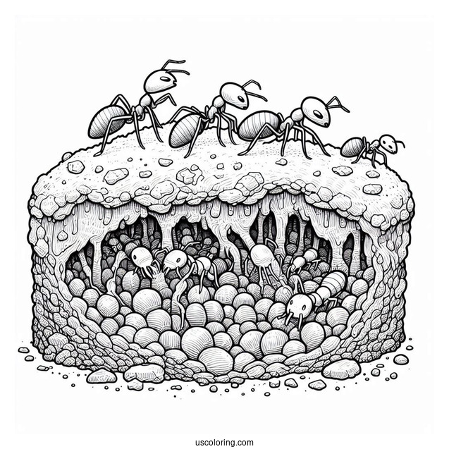 Underground Ant Coloring Page Of Colony