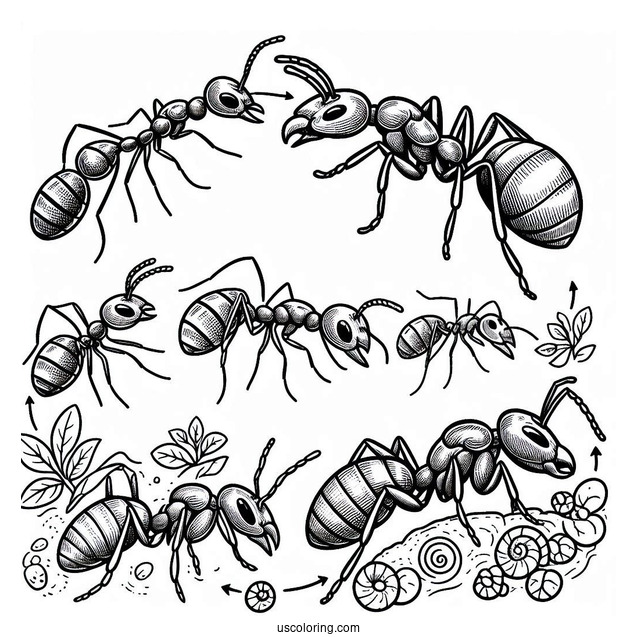 Ant Coloring Page Life Cycle