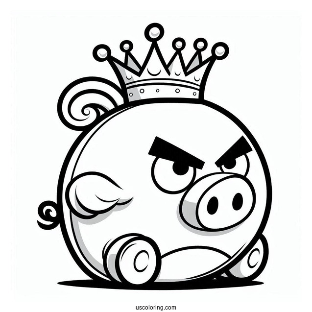 Simple Outline Of King Pig Coloring In For Preschoolers