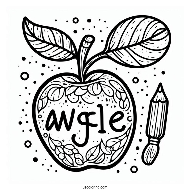 Apple Coloring Page With Word