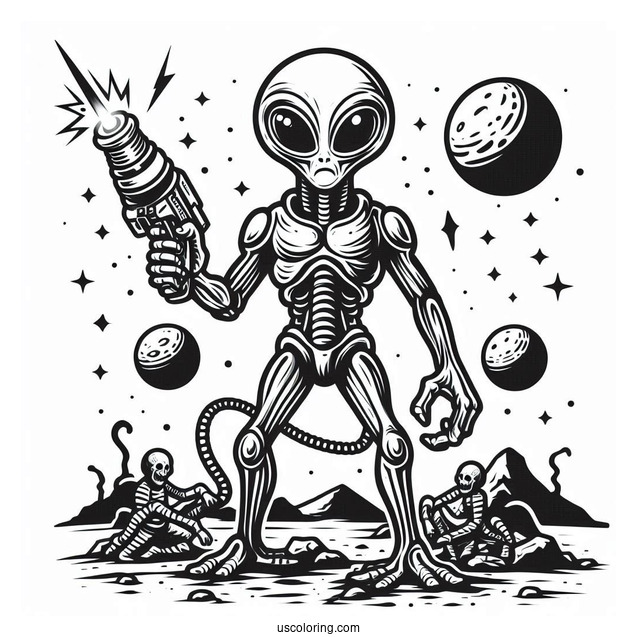 Mars Attacks Alien Coloring Sheet