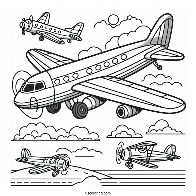 Easy Coloring Page Of A Plane
