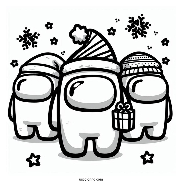 Christmas Themed Among Us Coloring Page