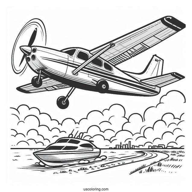 Coloring Page Of Private Plane Landing