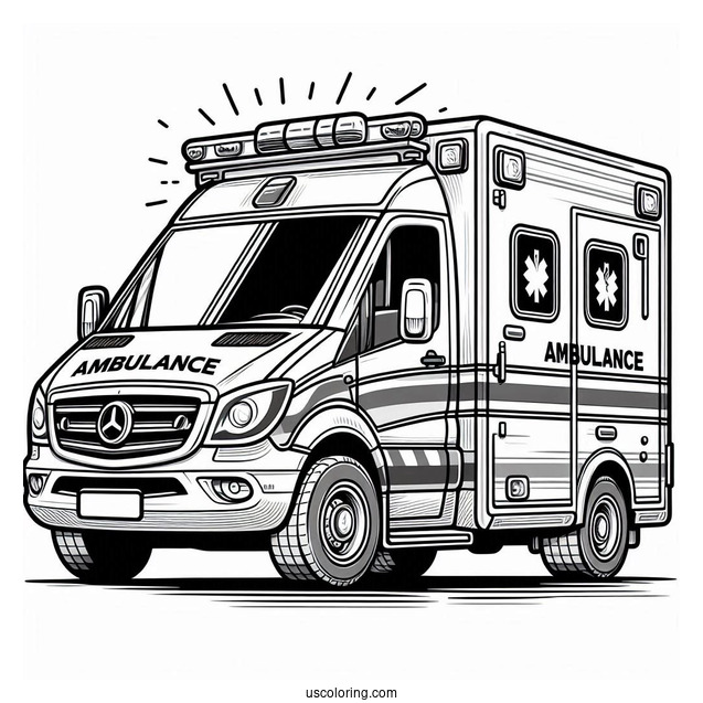 Ambulance Coloring Page With Open Doors