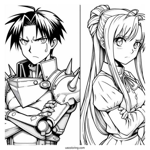 Detailed Fullmetal Alchemist Anime Coloring Page