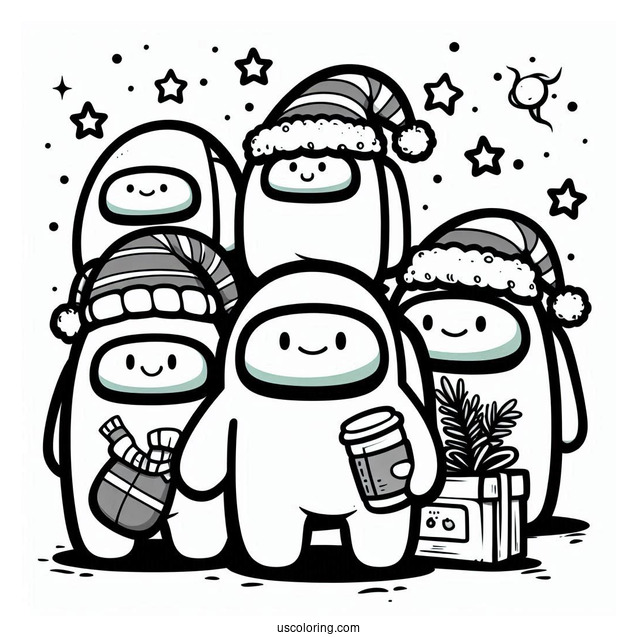 Christmas Themed Among Us Coloring Page