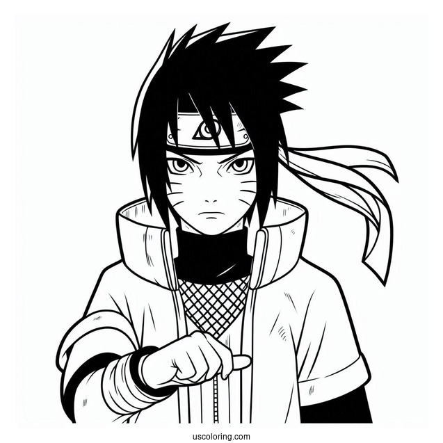 Simple Uchiha Sasuke Outline Coloring In