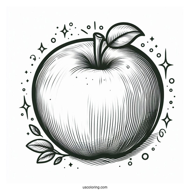 Sketch Of An Apple Coloring Page