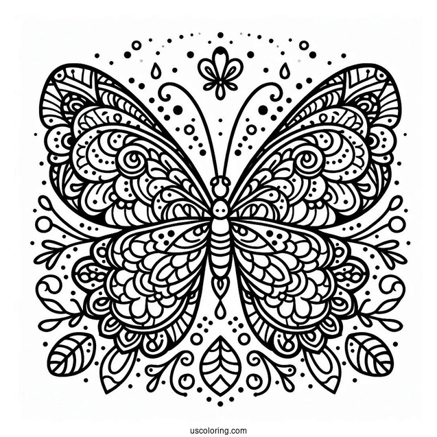 Easy Butterfly Animal Mandala Coloring Page For Kids