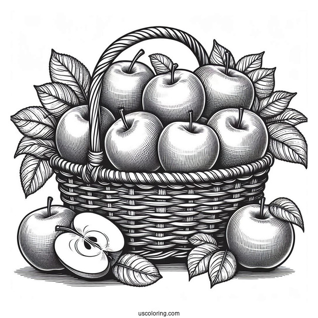 Basket Of Honeycrisp Apples To Color