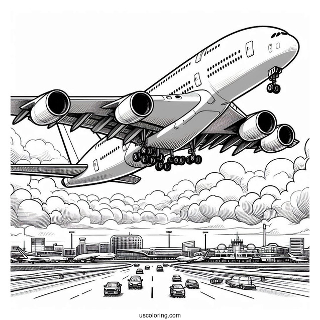 Boeing A380 Plane Taking Off From Airport