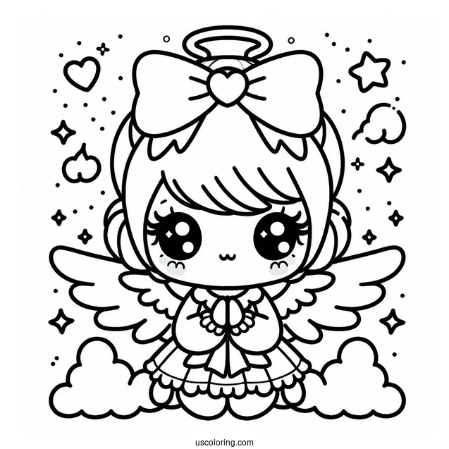 Cute Kawaii Angel To Color