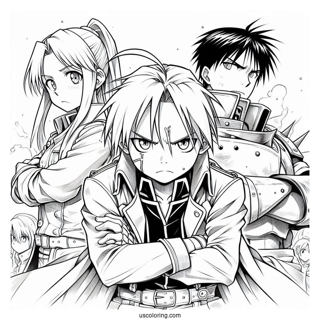 Detailed Fullmetal Alchemist Anime Coloring Page