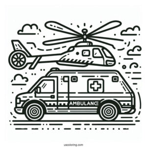Air Ambulance Coloring Page In The Air