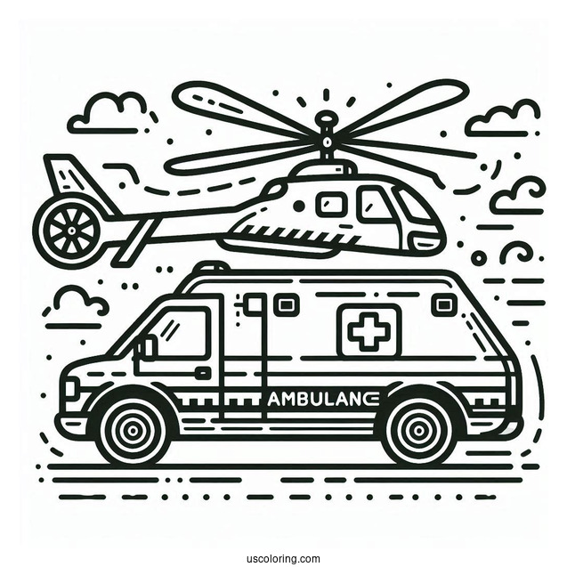 Air Ambulance Coloring Page In The Air